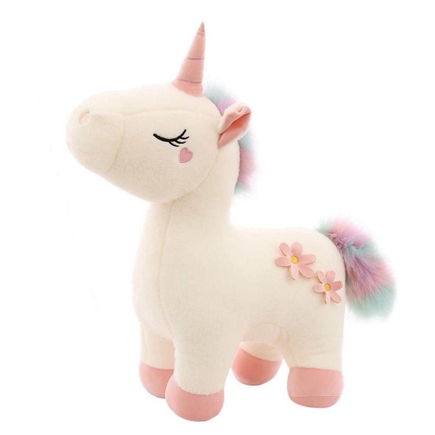 LuxusKollektion Kuscheltier Plüschtier Einhorn Stofftier Mähne Mädchen Weiß 40cm