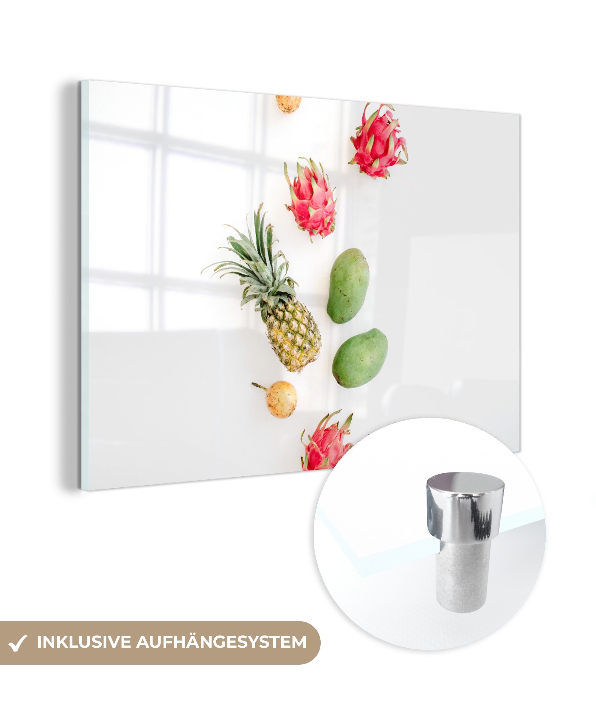 MuchoWow Acrylglasbild Obst - Tropisch - Ananas, (1 St), Acrylglasbilder Wohnzimmer & Schlafzimmer