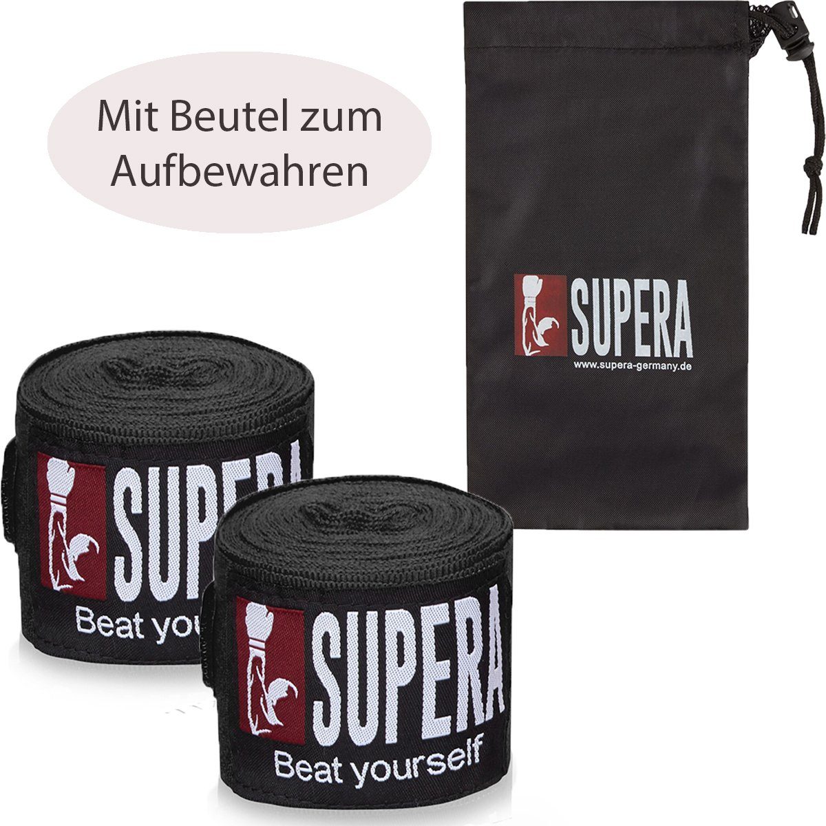 Paar), 1 Beutel Handbandage MMA SUPERA Boxbandagen Kickboxen, - (Bandagen Boxen, rot für mit