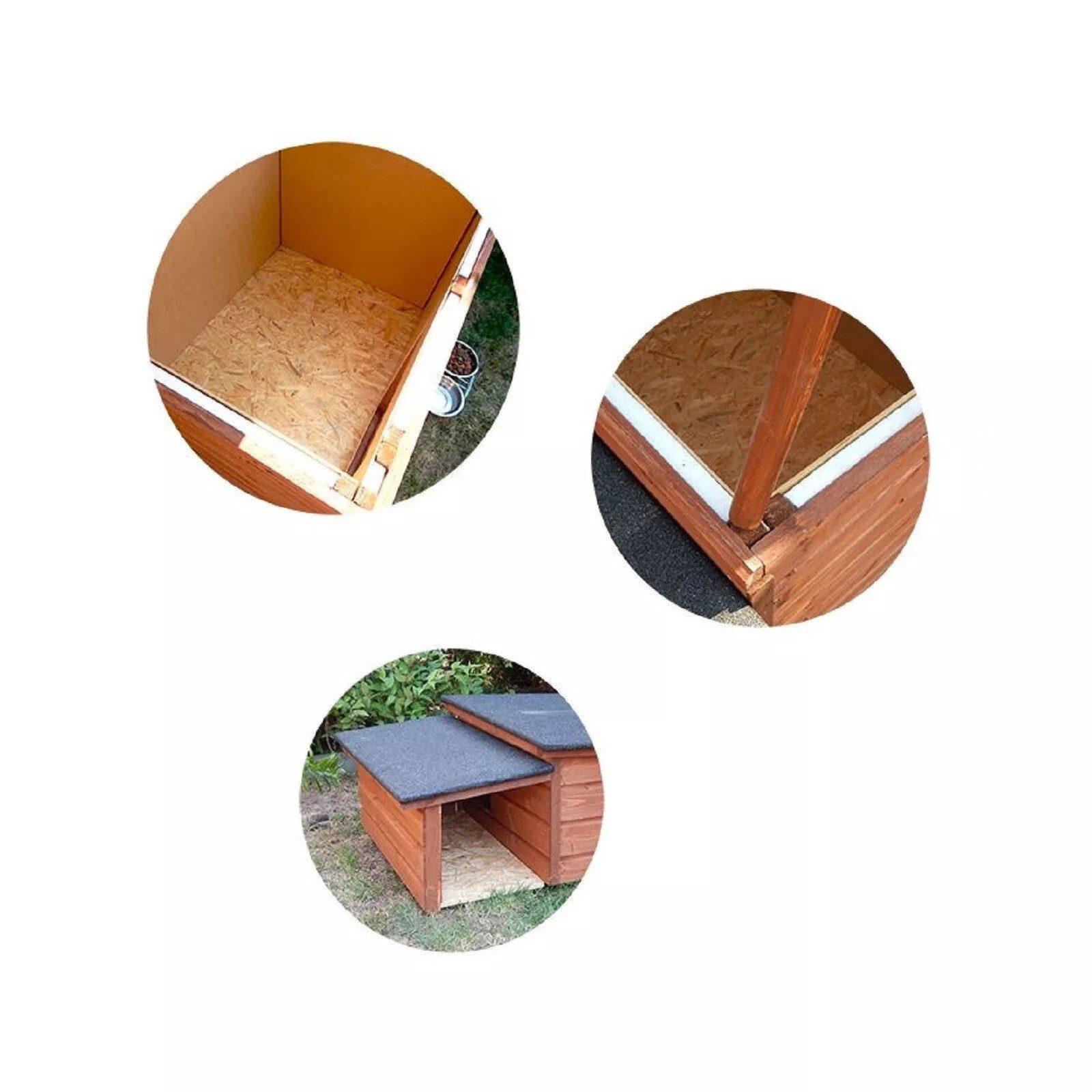 QLS Tierhaus Hundehütte S 68x60x37cm, mit Vordach Isoliert Winterfest Outdoor Draußen