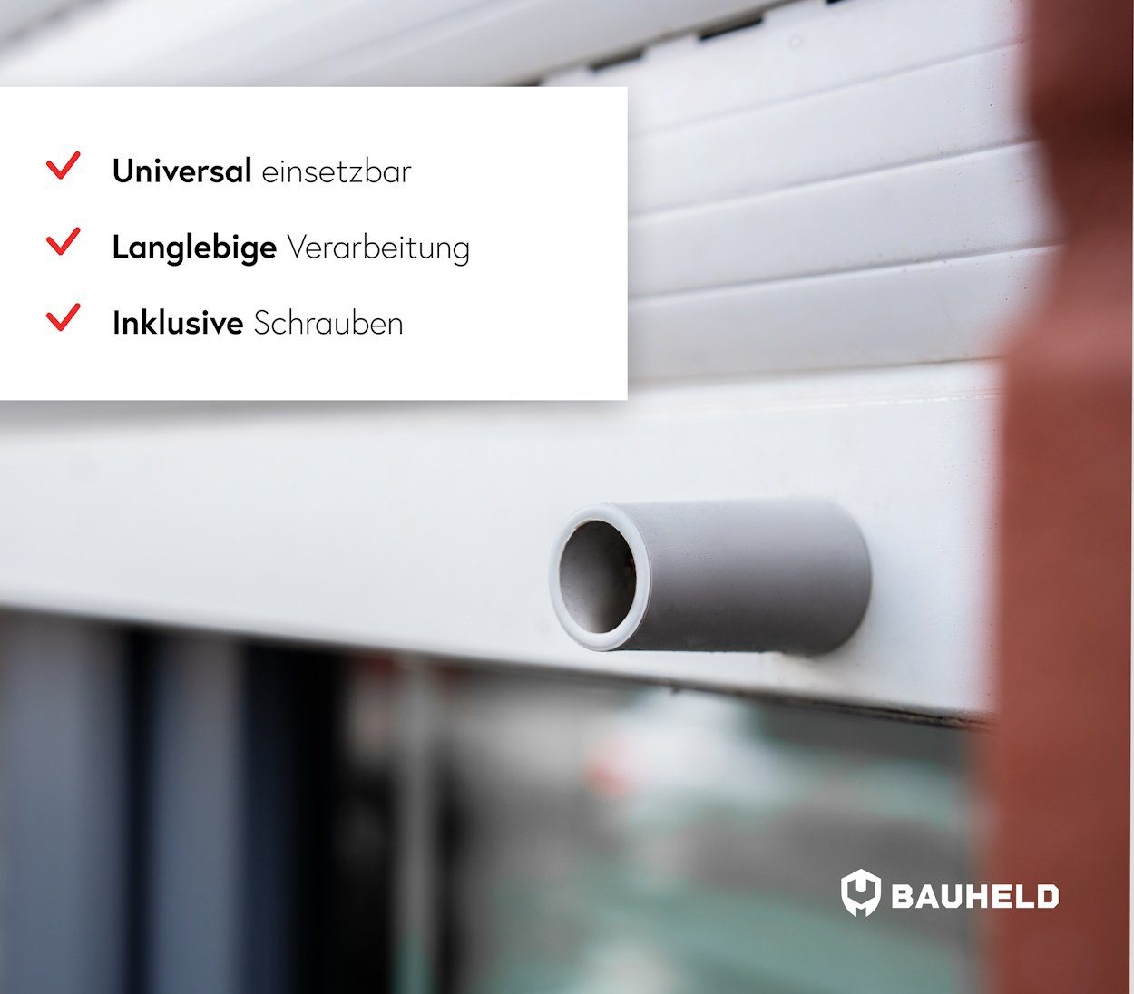 BAUHELD Rollladen-Anschlagstopper 8 Stück [Made in Germany] mit 40mm Länge, Rolladen Anschlangwinkel für Rollladenpanzer, Lamellen, Vorbaurollladen, Inklusive B – Bild 4 von 5