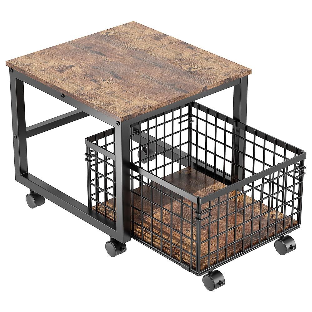 GarveeMore Küchenorganizer-Set Mini-Kühlschranktisch,mit Ausziehbarer Aufbewahrungskorb,Mobilerstände, 90KG Tragkraft,54x50x45.7cm …