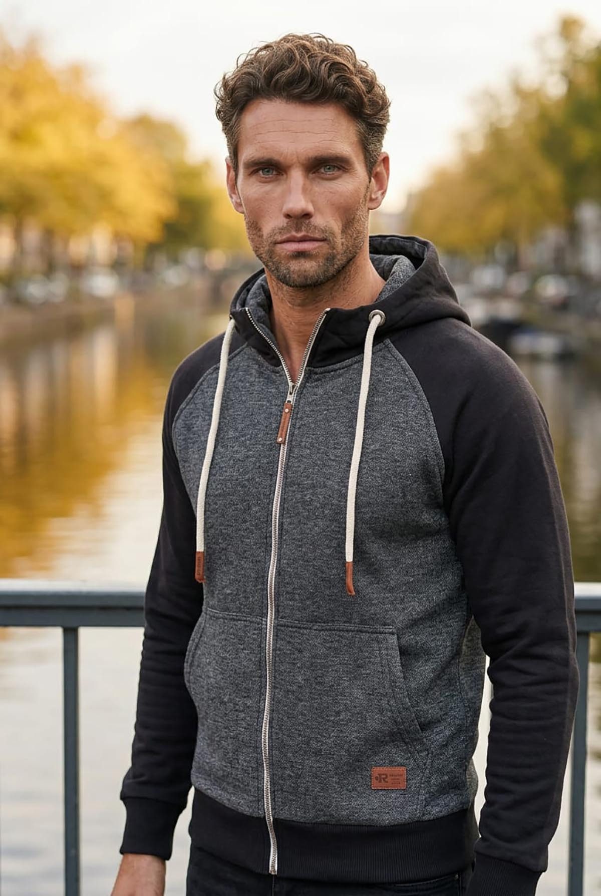 Reslad Sweatjacke Reslad Sweatjacke Herren Raglan mit Kapuze RS-1300 (1-tlg) Winter-Pullover Kapuzenpullover Sweater Hoodie Pulli Sweatshirt