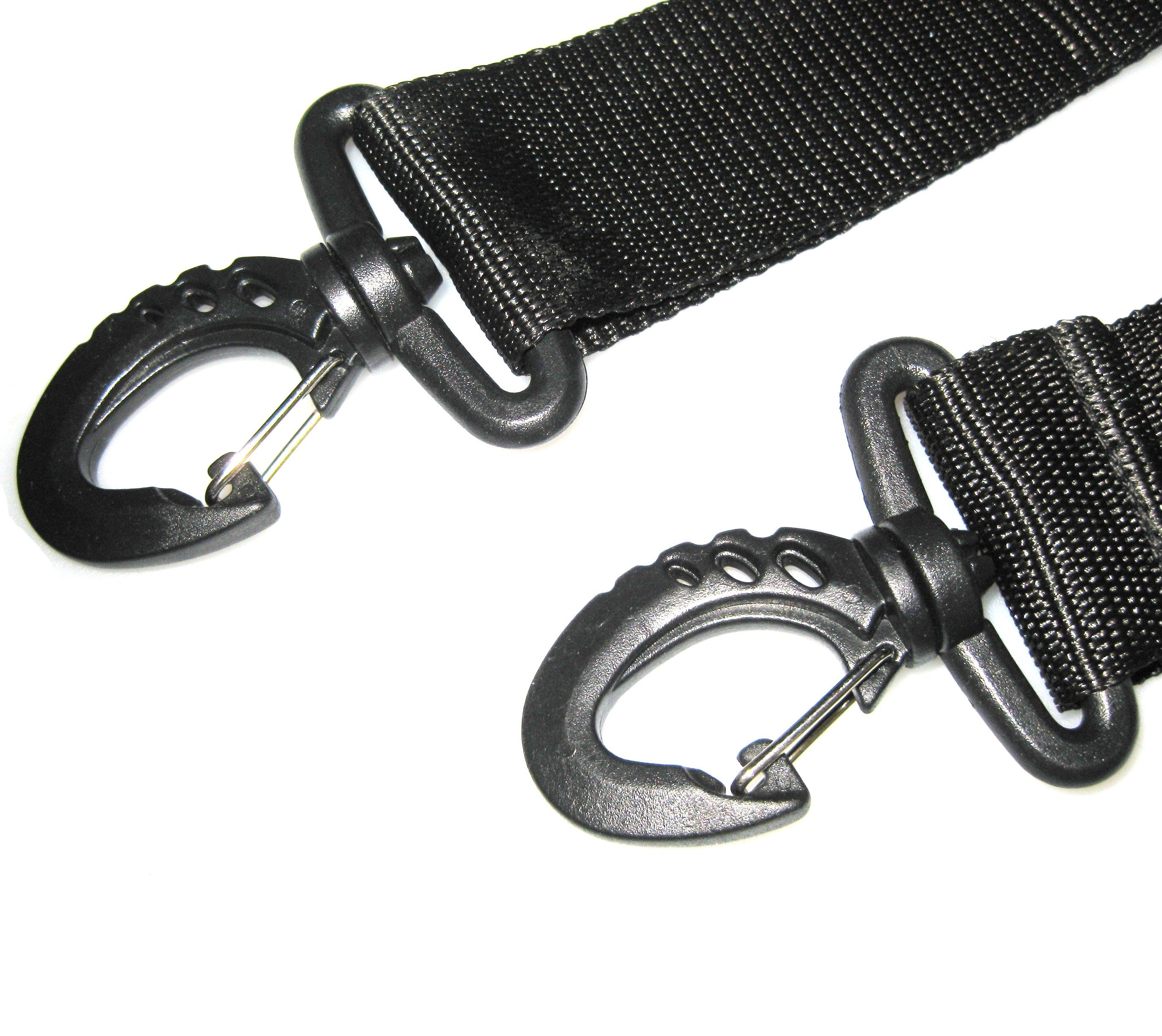 BAY-Sports Schulterriemen Schultergurt Taschengurt Gurt für Tasche Ersatz uni schwarz verstellbar gepolstert 70 - 125 cm, Karabinerhaken
