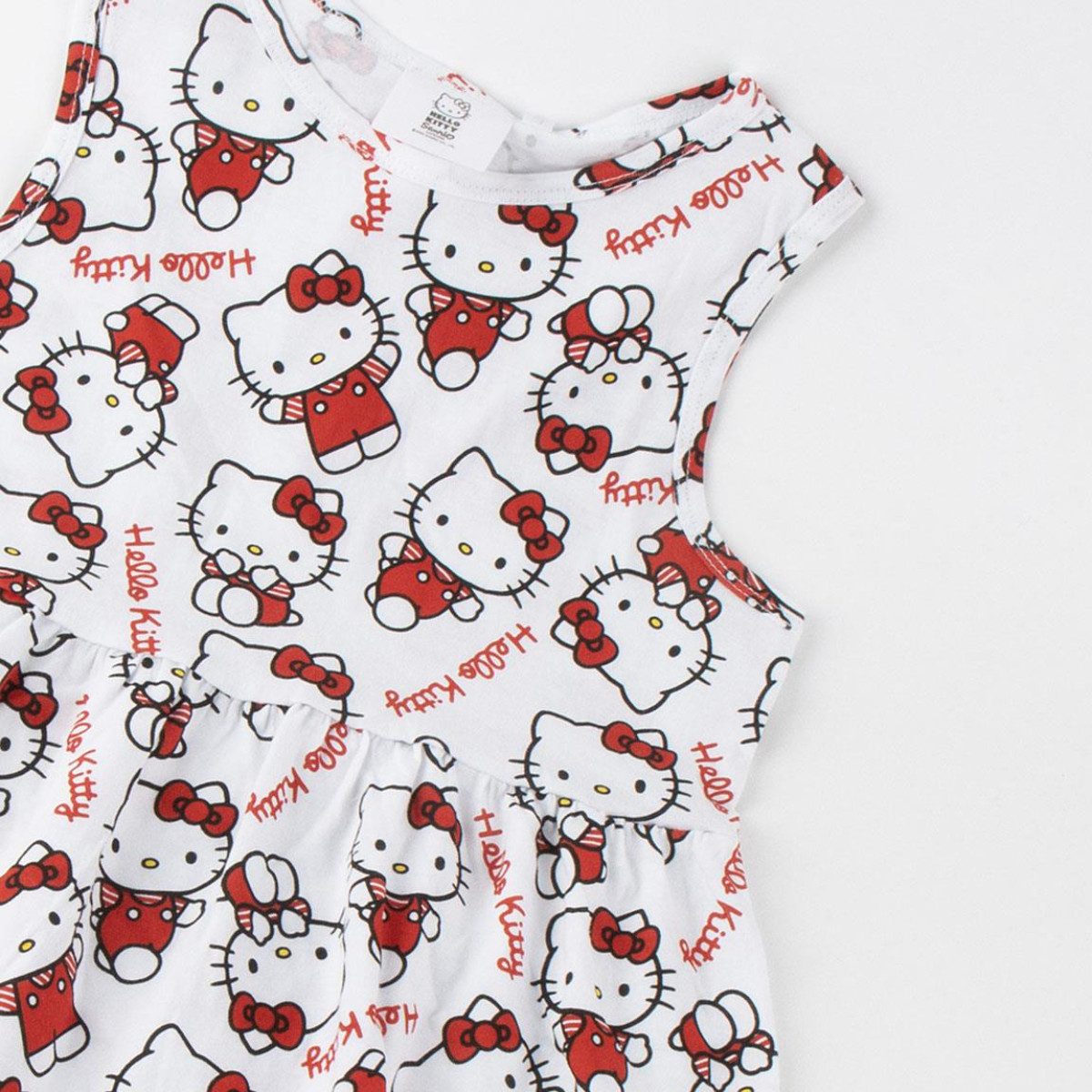 Hello Kitty Sommerkleid Kinder Kleid Sommerkleid Freizeit Baumwolle Single Jersey (Packung, Einteilig)