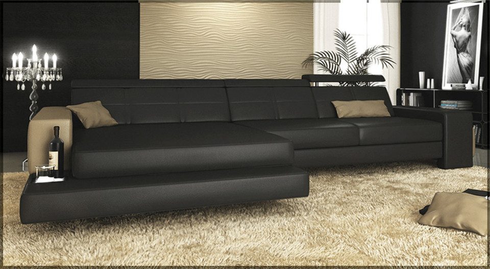 Xlmoebel Ecksofa Designer Ecksofa mit Hocker in elegantem Polsterdesign, Ecksofa, Hergestellt in Europa