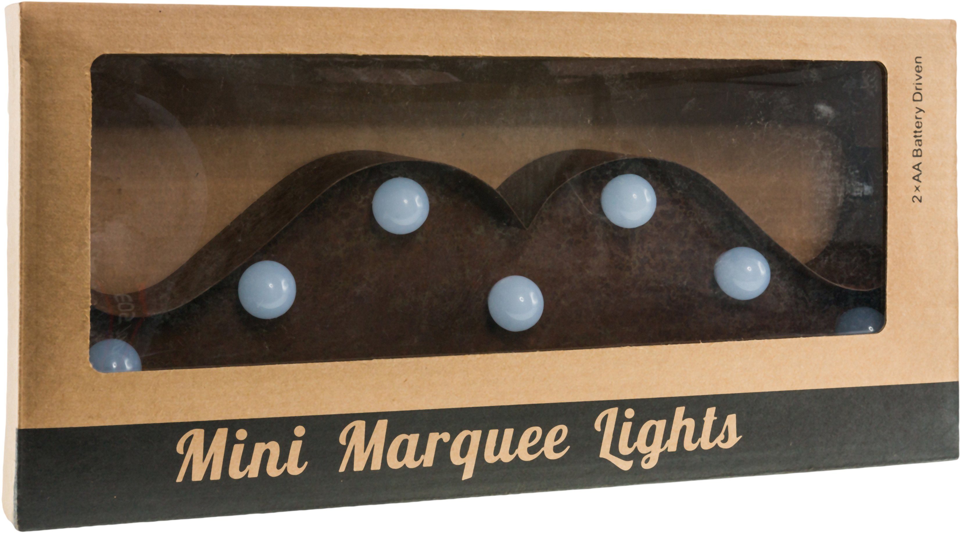 MARQUEE LIGHTS Tischleuchte Moustache, 11 fest cm braun mit Moustache integriert, Warmweiß, 31x10 - LED festverbauten Wandlampe, Tischlampe LEDs