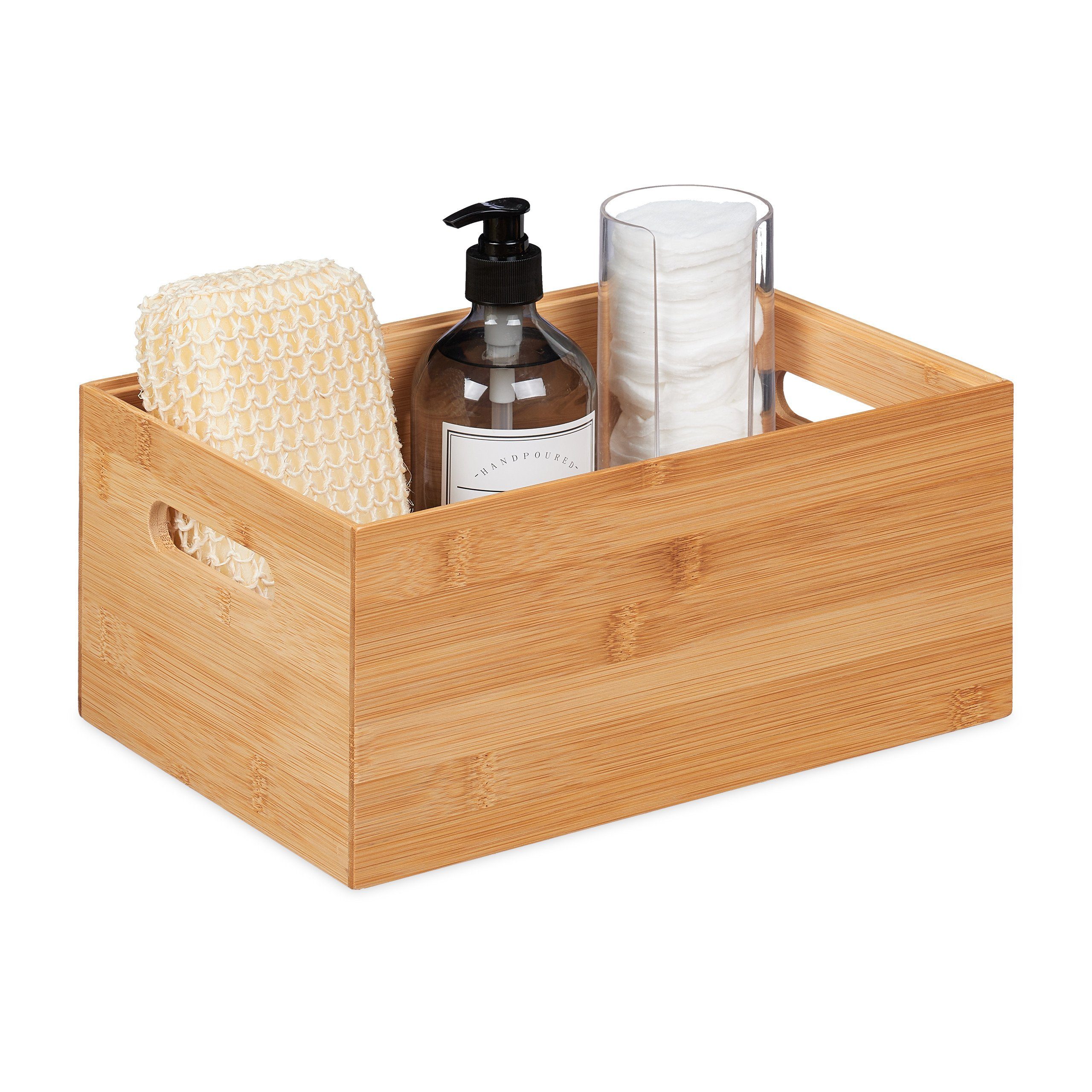 relaxdays Aufbewahrungsbox Aufbewahrungskiste Bambus stapelbar, M günstig online kaufen