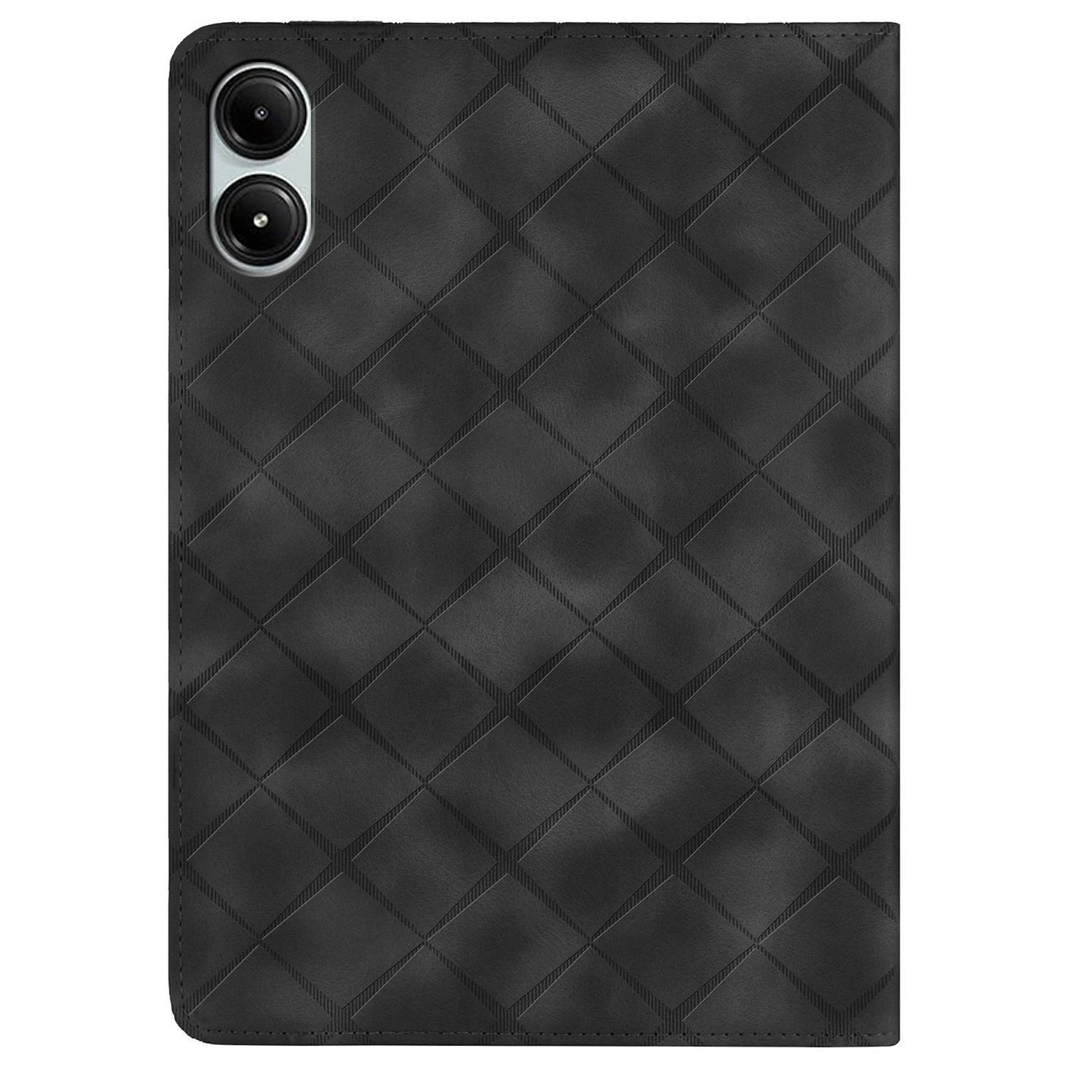 Wigento Tablet-Hülle Für Xiaomi Redmi Pad Pro 12.1 Rhombus Muster Kunstleder Tasche Schwarz, Faltbare Kunstleder Hülle mit Stifthalter und Standfunktion