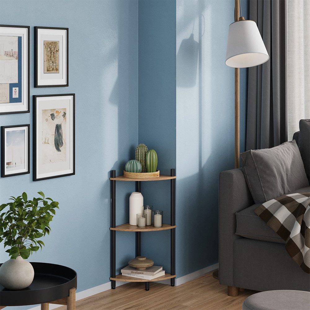 Vicco Eckregal Bivio, Goldkraft Eiche/Anthrazit, 29 x 72 cm mit 3 Ablagefächern, 1-tlg.