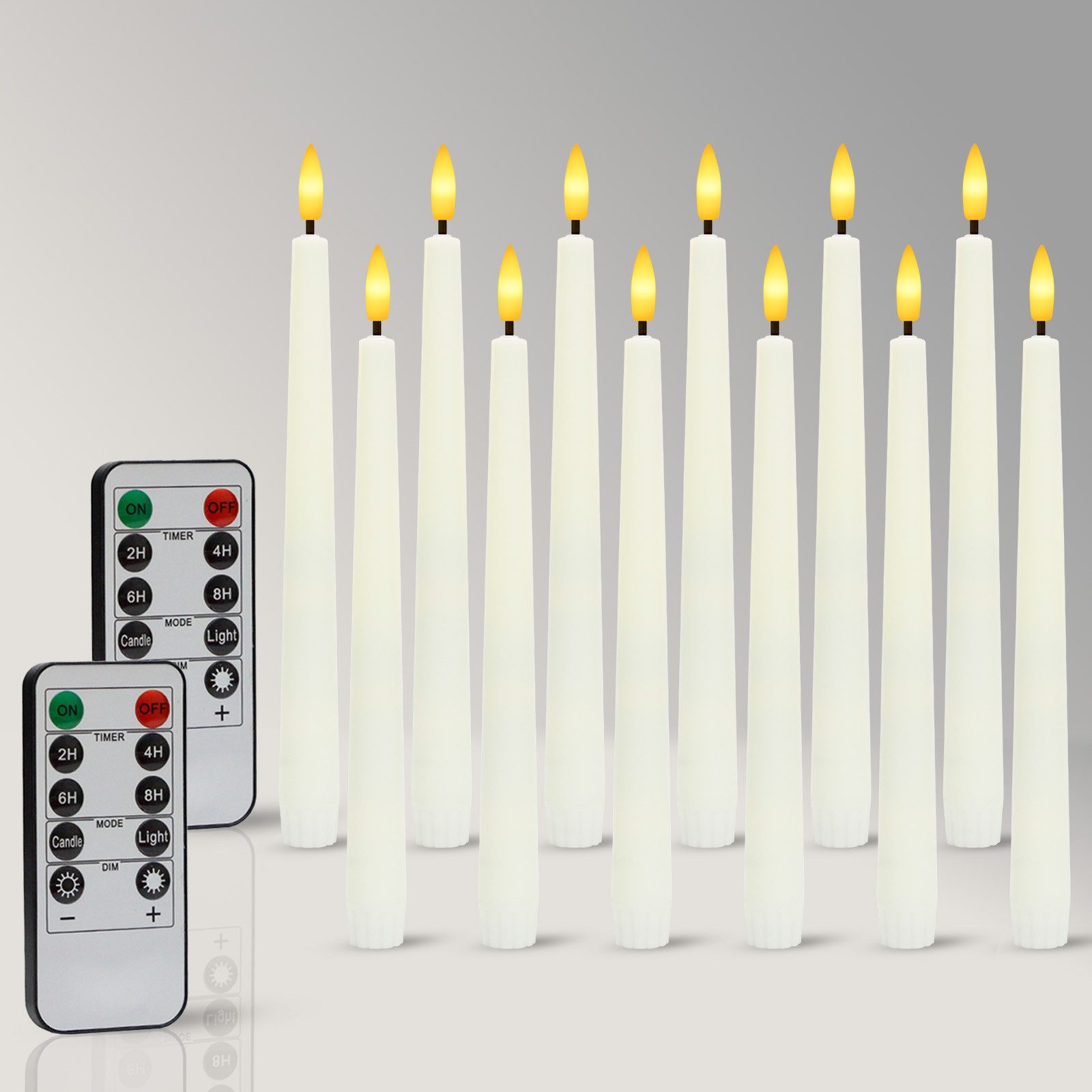 kisidus LED-Kerze LED Stabkerzen mit Fernbedienung (Flammenlose Tafelkerzen mit Timerfunktion, 12-tlg., 3D Docht), LED Свічки Perfect für Weihnachten, Heimdekoration