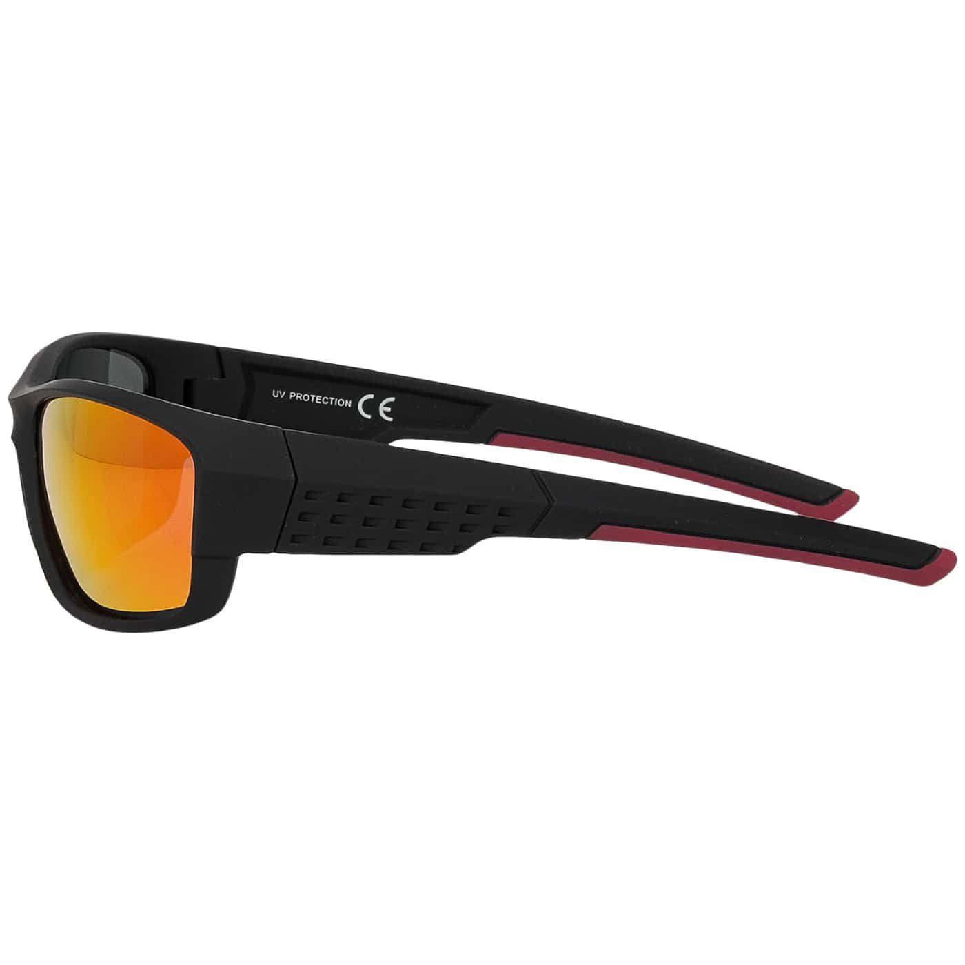 mit (1-St) Designer und BEZLIT grünen, roten Unisex Sonnenbrille Eyewear Sonnenbrille blauen Sportliche Linsen schwarzen