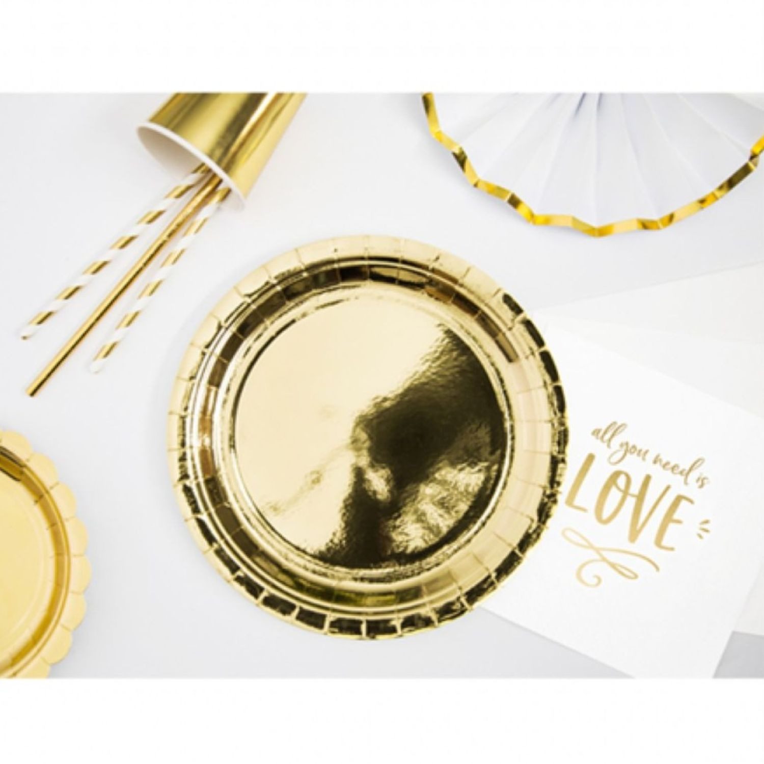 partydeco Hängedekoration Pappteller 23cm/6 Stk., Gold