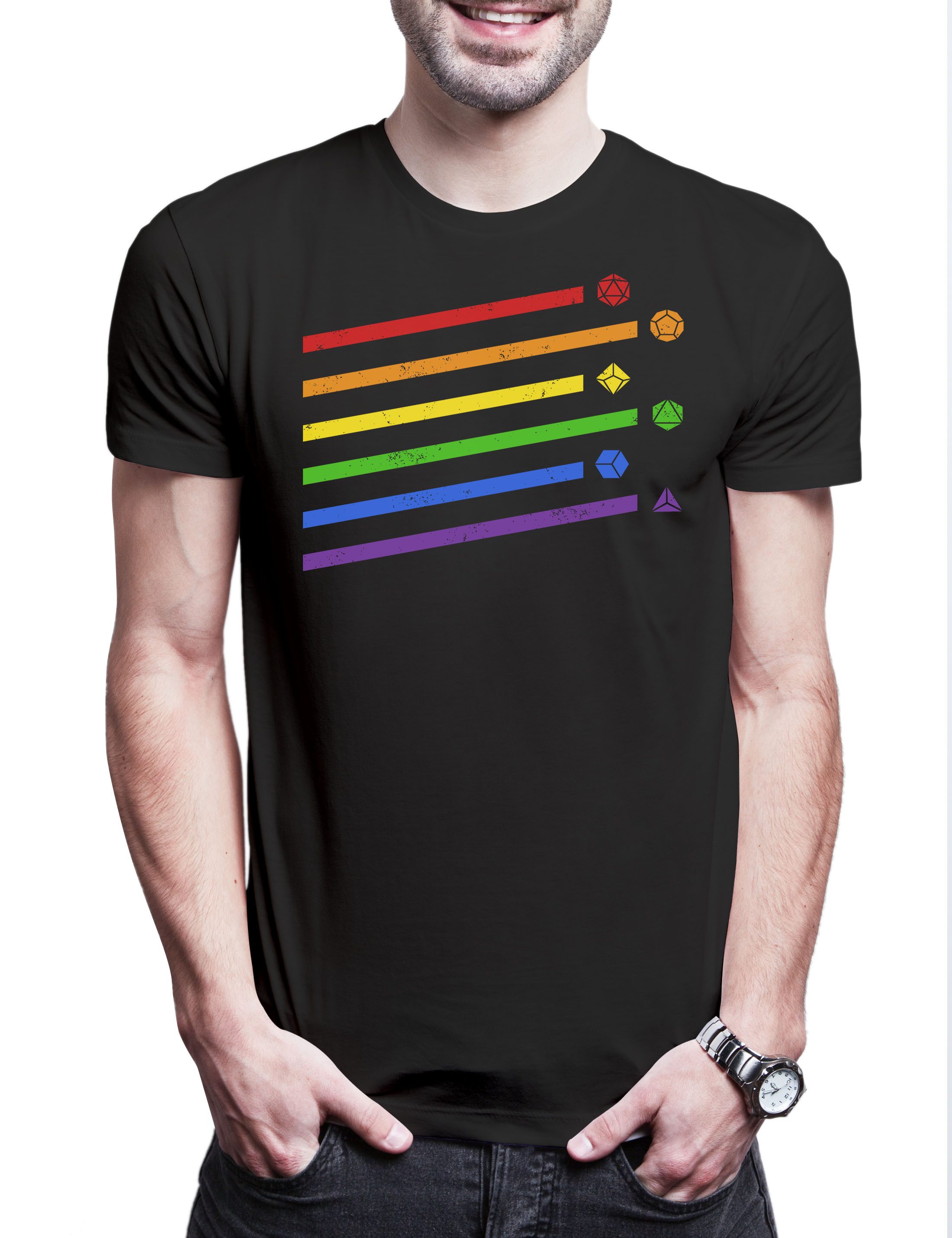 Print-Shirt RPG Dices Rainbow Herren T-Shirt Pen Paper Dungeons Würfel Dragons