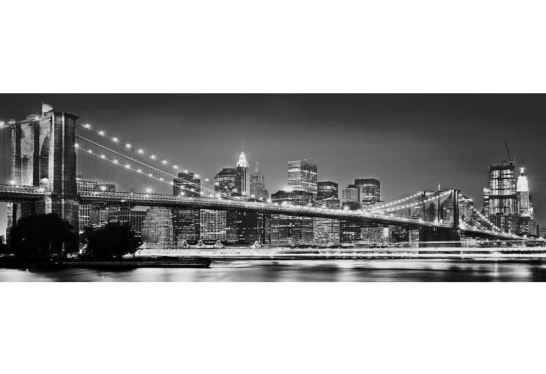 Komar Fototapete Brooklyn Bridge - Größe 368 x 127 cm, glatt, bedruckt, Wohnzimmer, Schlafzimmer
