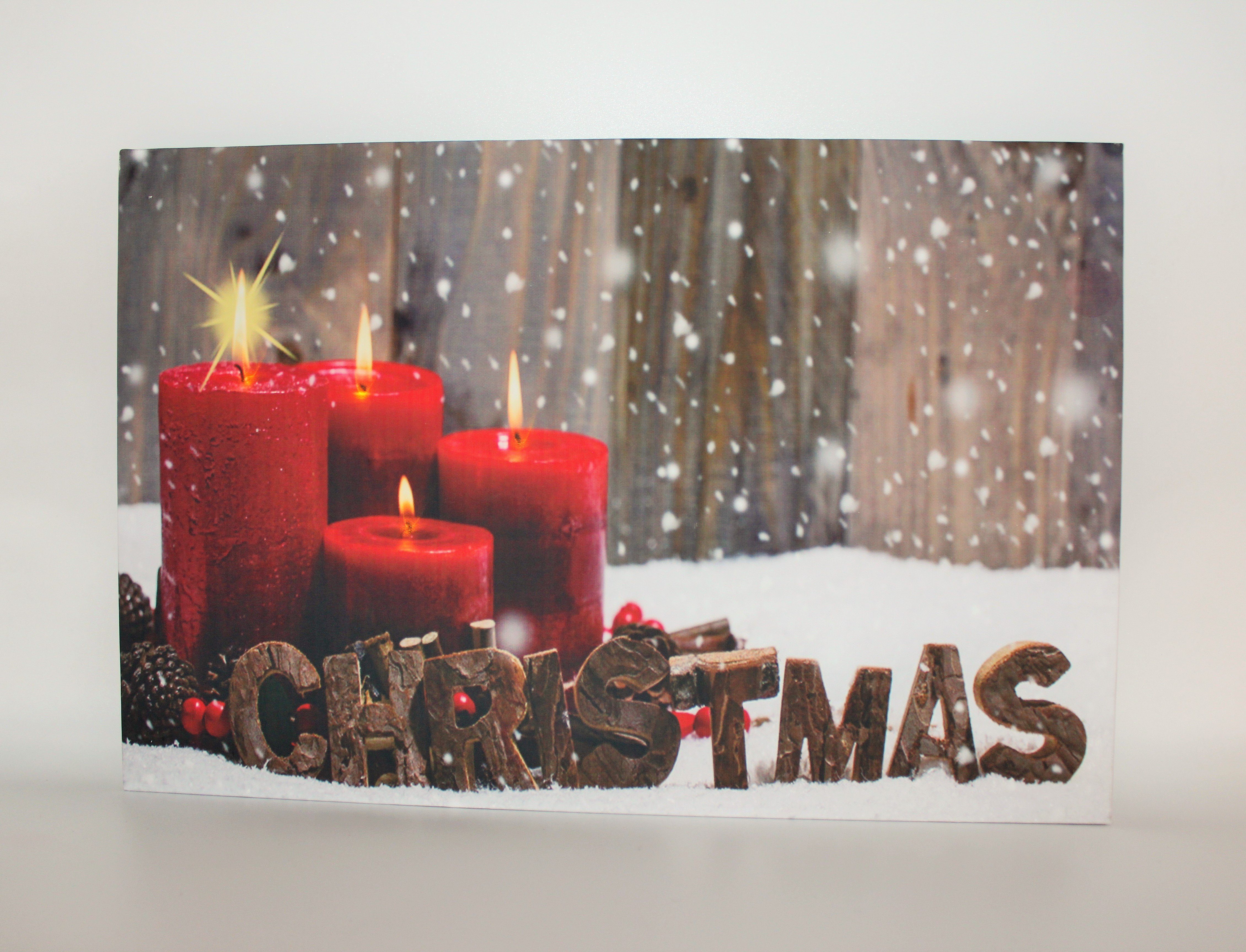 Luna24 simply great ideas... LED-Bild ED Leinwandbild Adventskerzen im Schnee 15198, Adventskerzen im Schnee