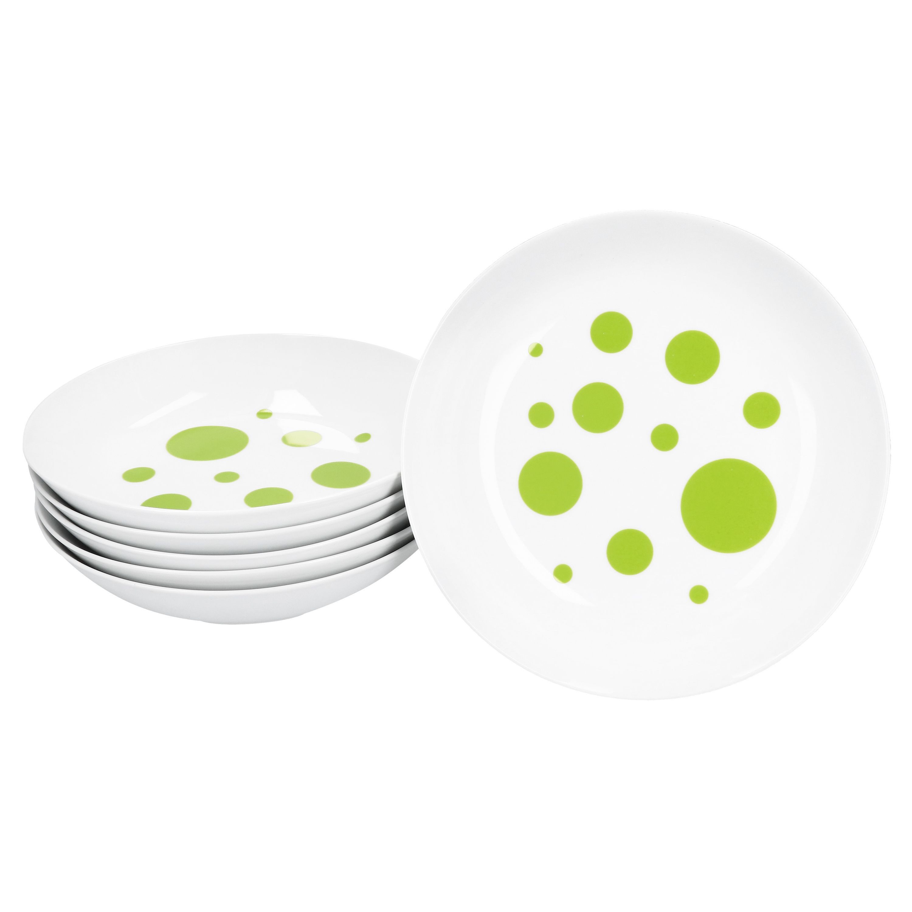 MamboCat Suppenteller Pula grün 6er Set Suppenteller 450ml Porzellan tiefe Teller Punkte