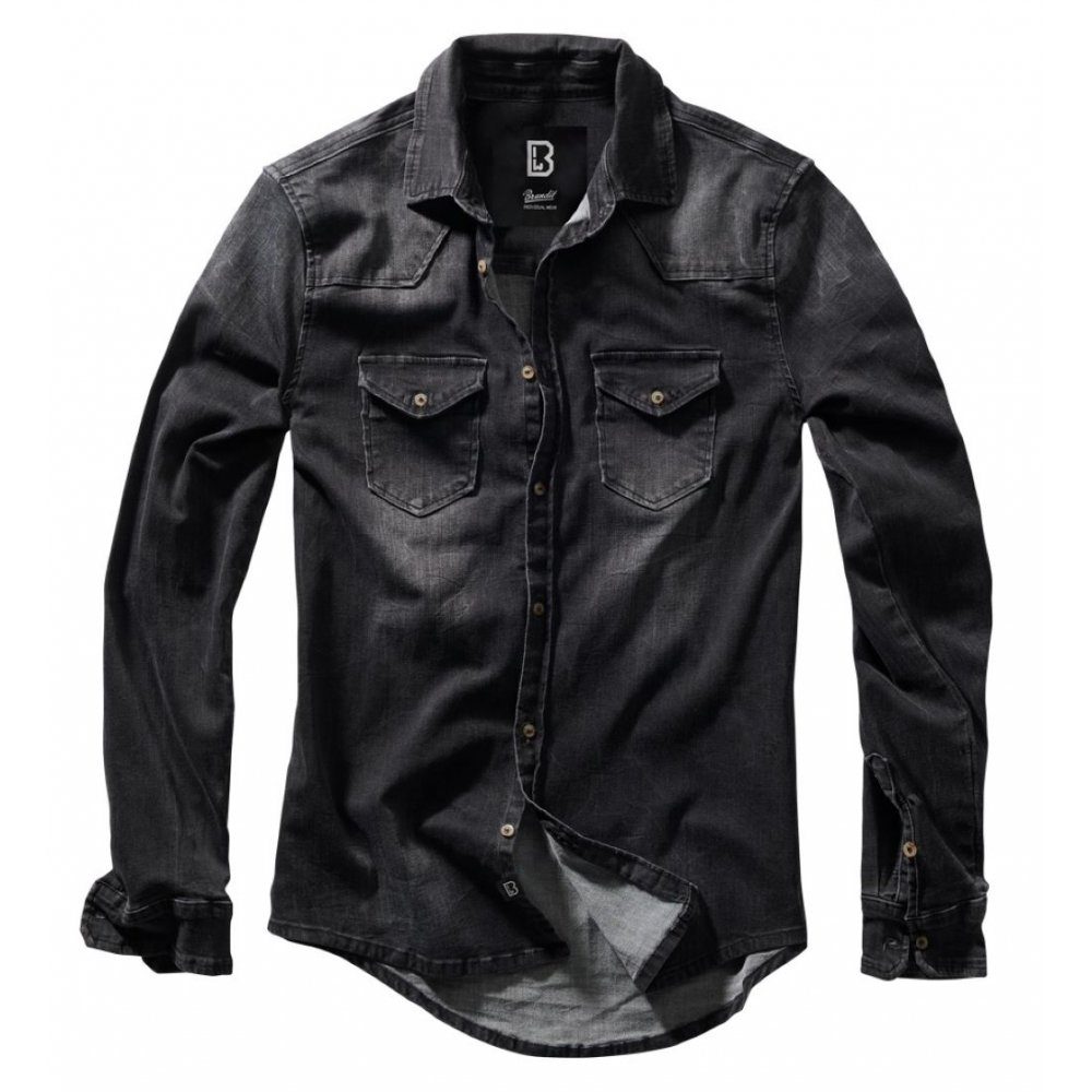 Brandit Jeanshemd Riley Denim Shirt Long Sleeve black Gr. S