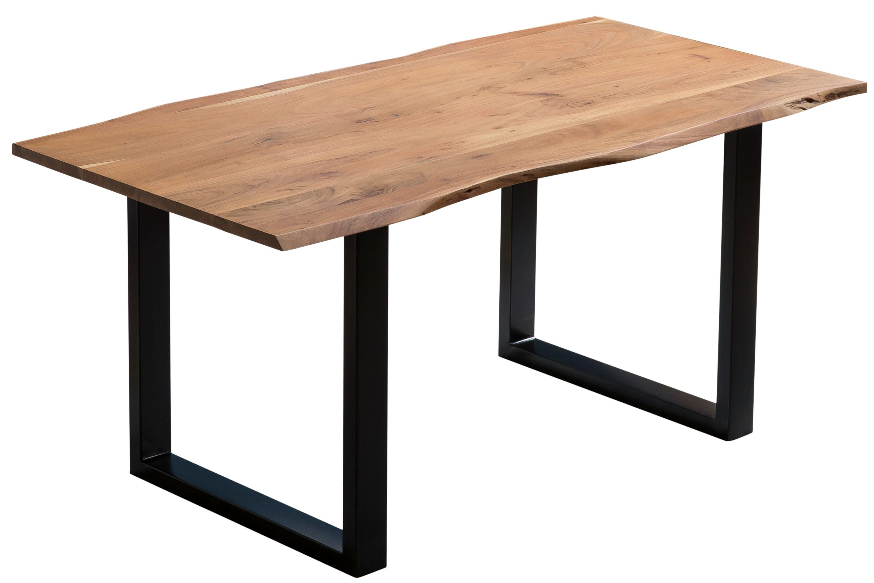 SAM® Baumkantentisch Sepp, massives Akazienholz, Baumkante, Metallgestell U-Form schwarz