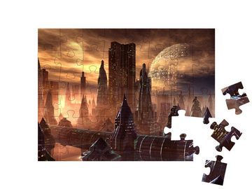 puzzleYOU Puzzle Alien City: Skyline einer Fantasiestadt, 48 Puzzleteile, puzzleYOU-Kollektionen Kunst & Fantasy