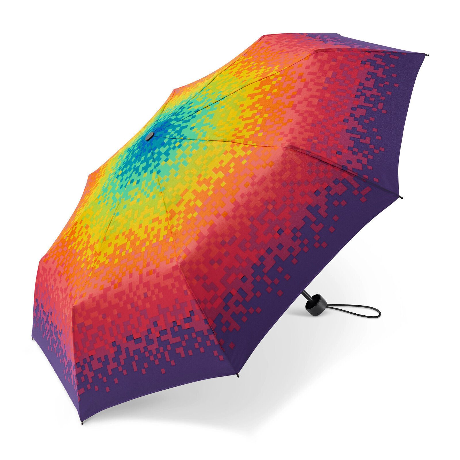 HAPPY RAIN Taschenregenschirm Regenschirm Taschenschirm Pixel Regenbogen