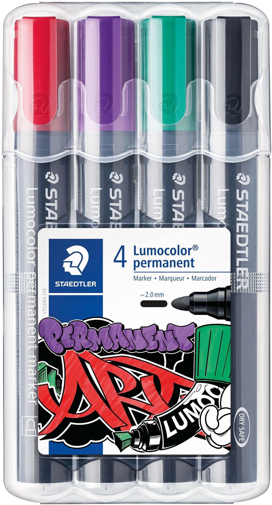 STAEDTLER Permanentmarker Permanentmarker Lumocolor 2mm VE=4 Farben