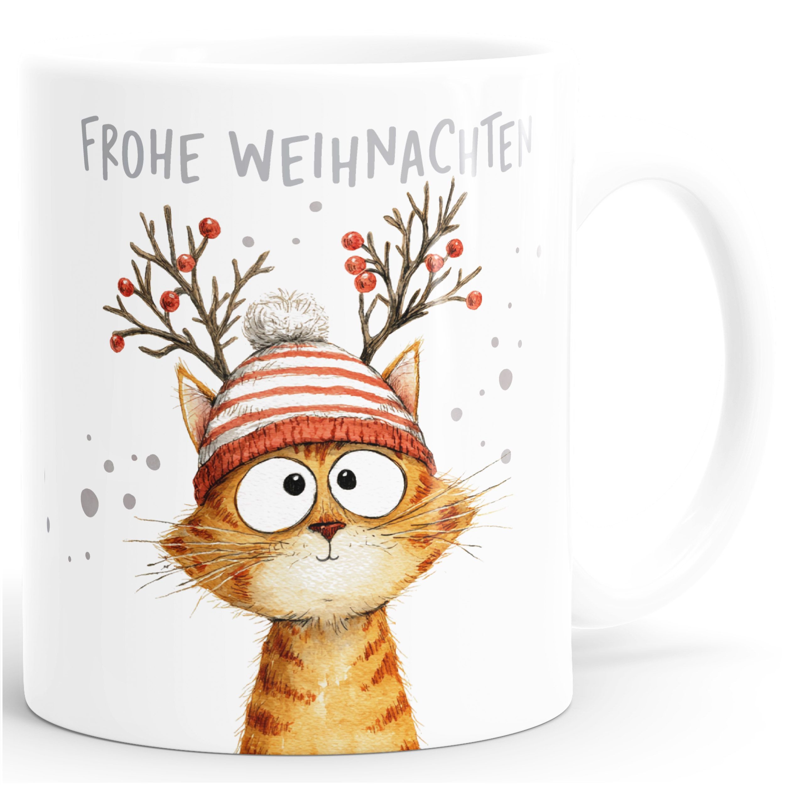 SpecialMe Tasse Keramiktasse Weihnachten mit Katzenmotiv Frohe Weihnachten, Keramik