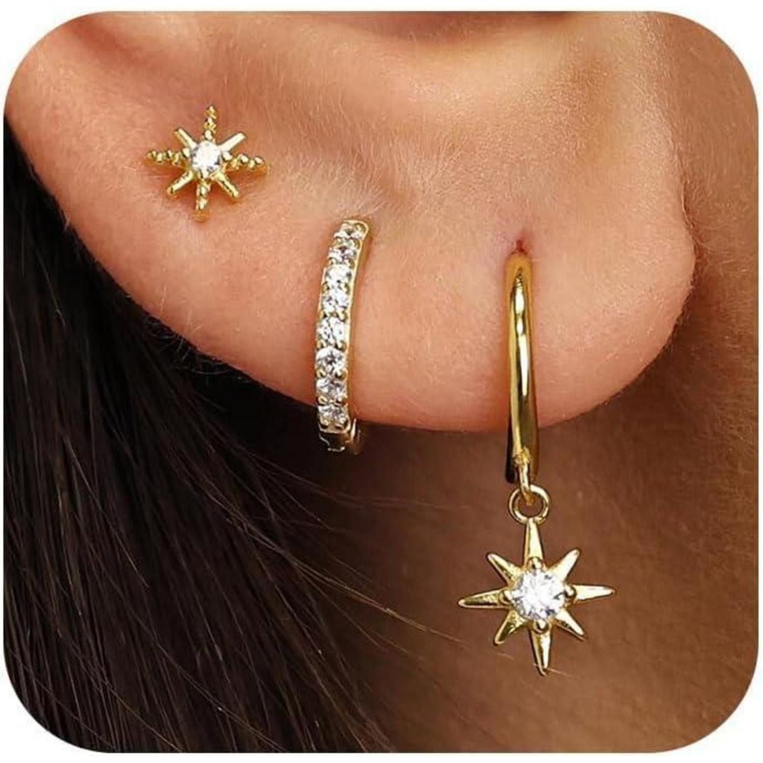 LuxusKollektion Schmuckset Ohrringe Silber 925 Set Damen 14K Vergoldet Creo günstig online kaufen