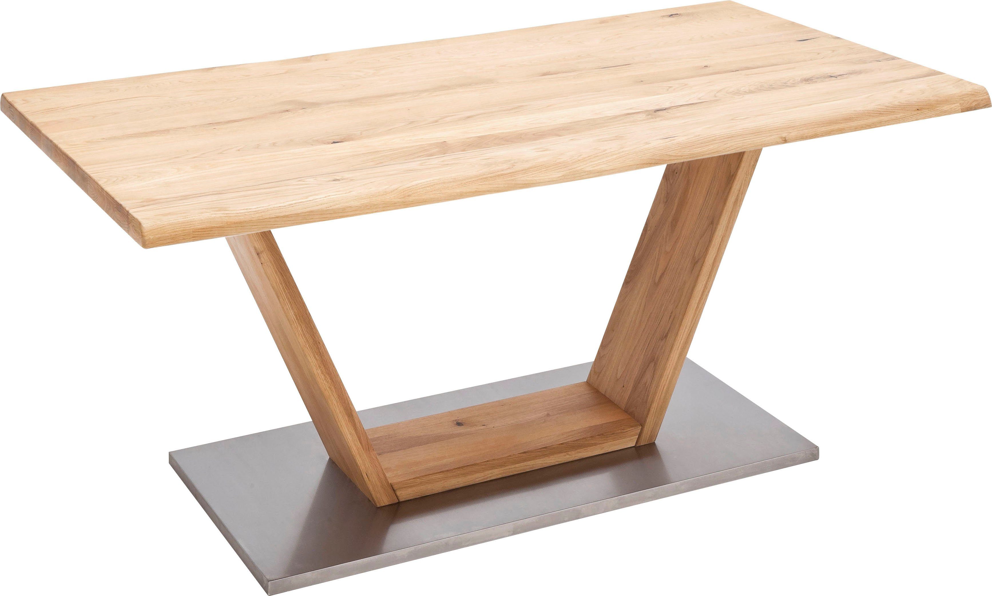 MCA furniture Esstisch Greta, Esstisch Massivholz mit Baumkante, gerader  Kante oder Tischplatte