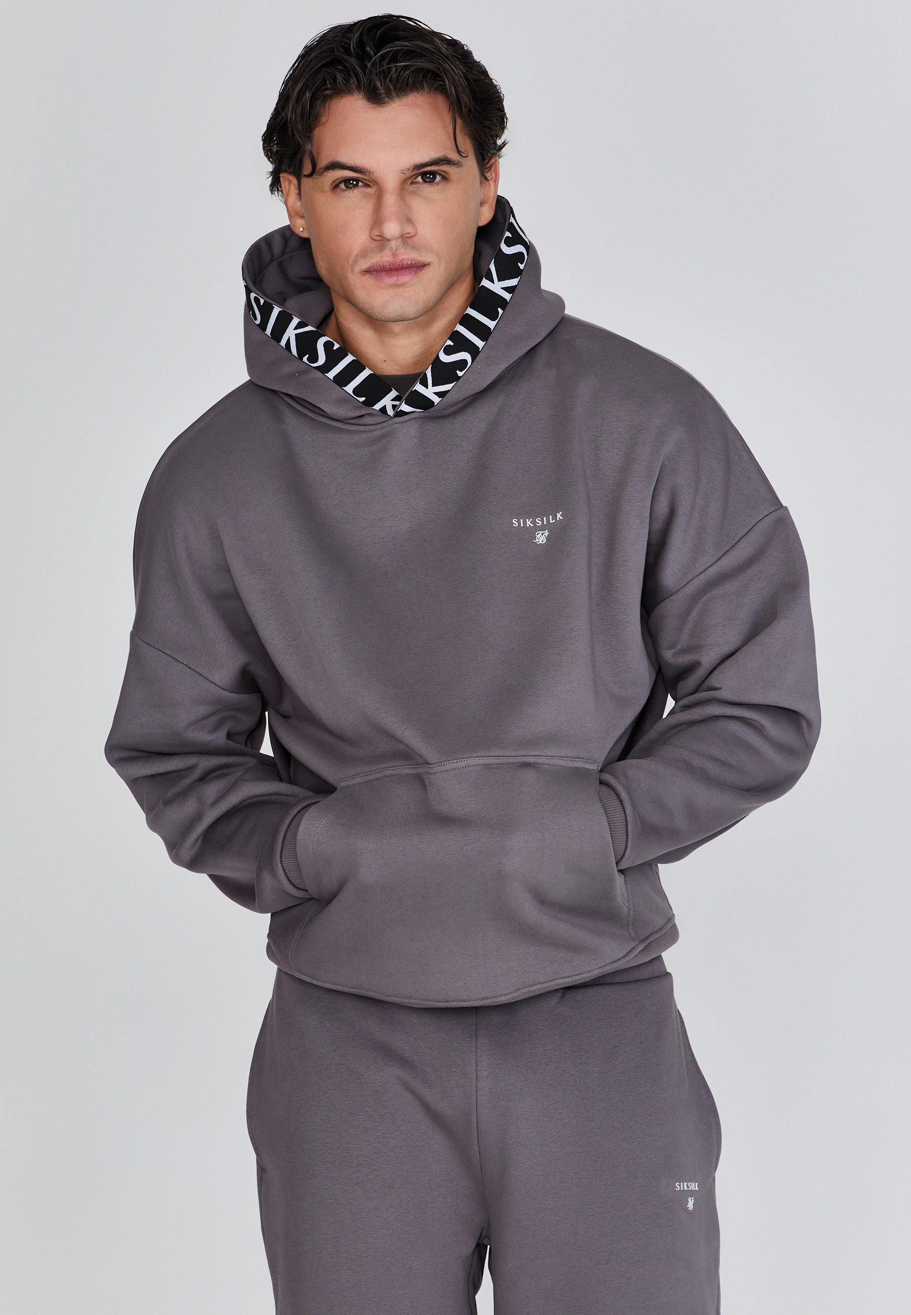 Hoodie SikSilk Herren Grauer Kapuzenpullover