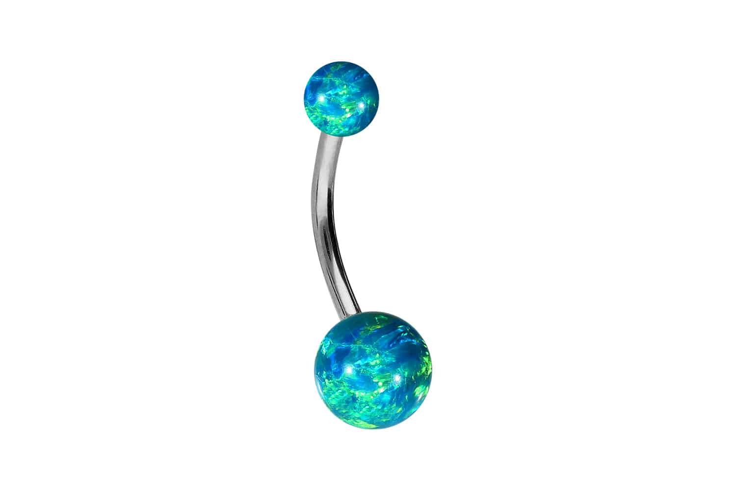 PIERCINGLINE Bauchnabelpiercing Chirurgenstahl Bananabell SYNTHETISCHE OPALE (Bananabells, 1-tlg)