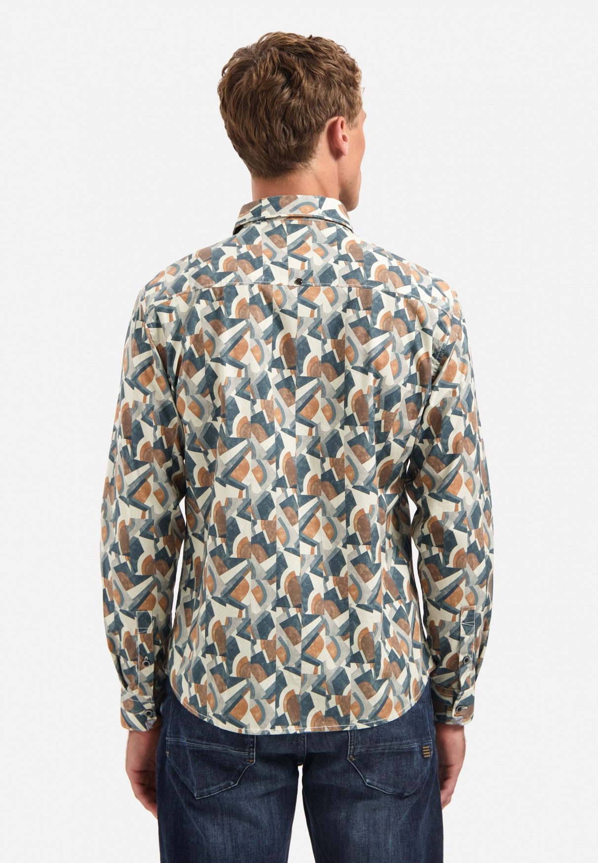 NO EXCESS Langarmhemd No Excess Bedrucktes Hemd Shirt Stretch Allover Printed