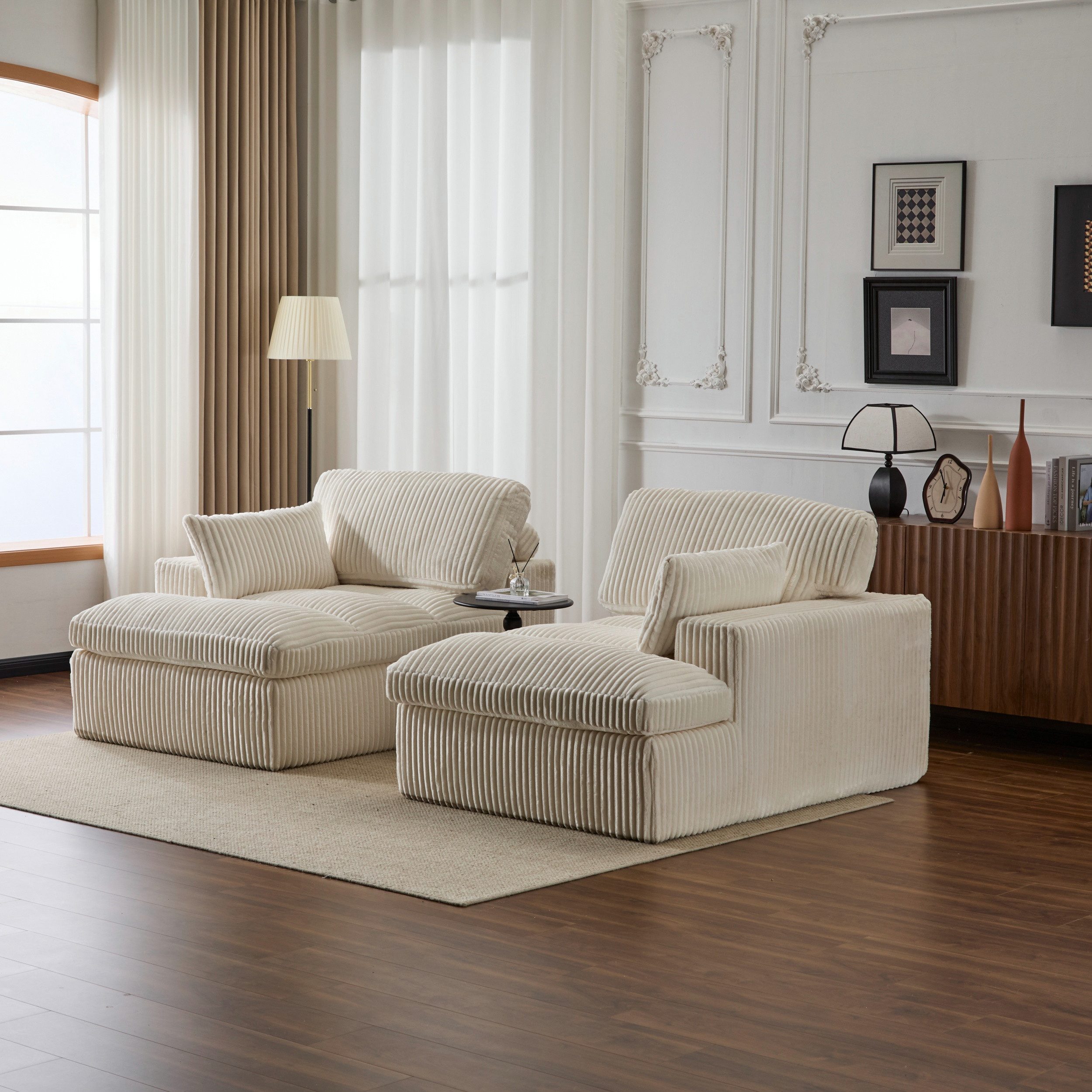 Leawin Loungesofa Sofa mit Bettfunktion 2-Sitzer – Cordsofa Sofas Wohnzimmer, Weicher Cordbezug, großes Schlafsofa, ideal für kleine Räume