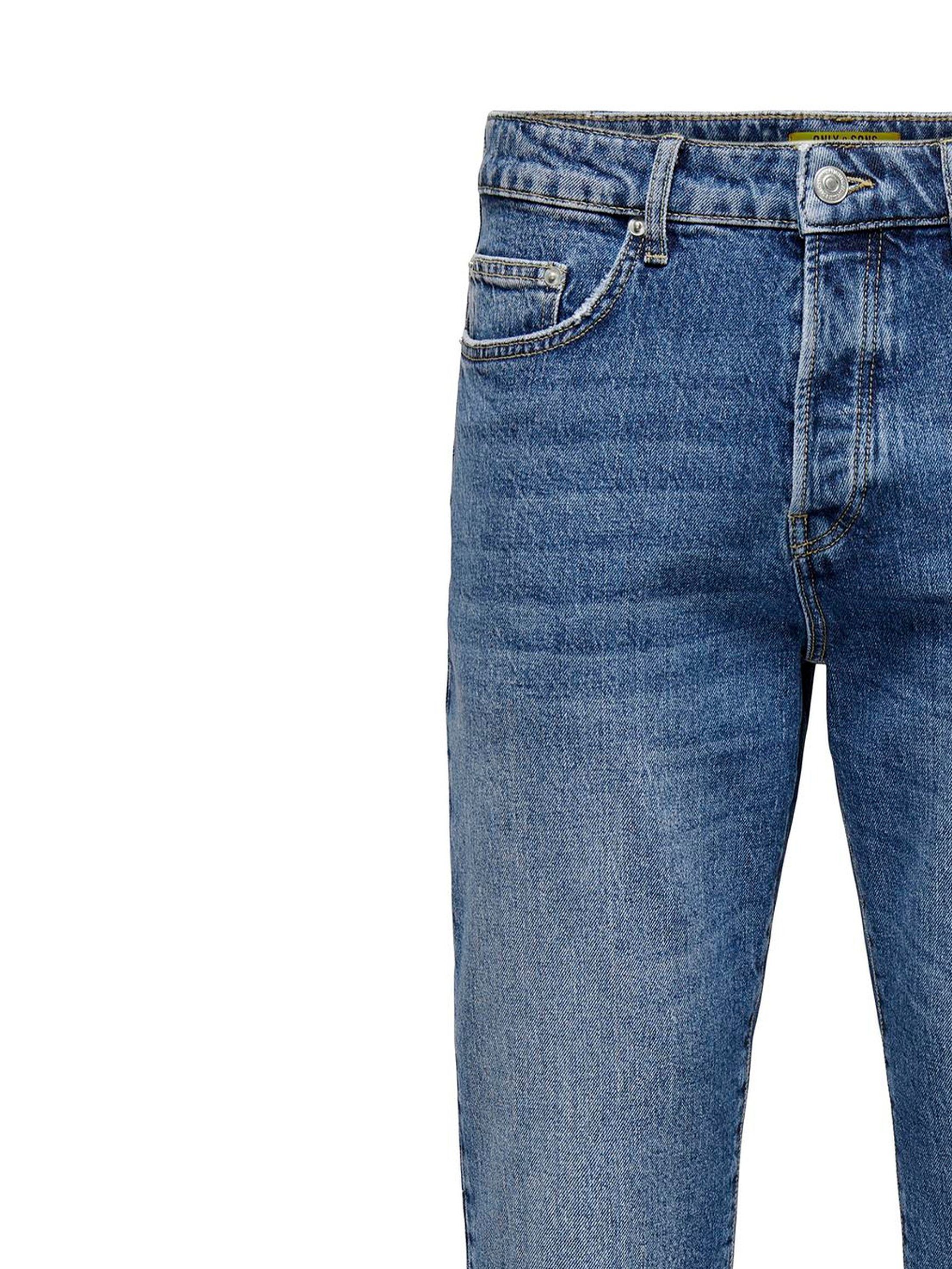 ONLY & SONS Regular-fit-Jeans Regular Fit Denim Jeans 5-Pocket Style für Herren Recyceltes Material, Baumwolle nachhaltig unifarben wärmend – Bild 3 von 4