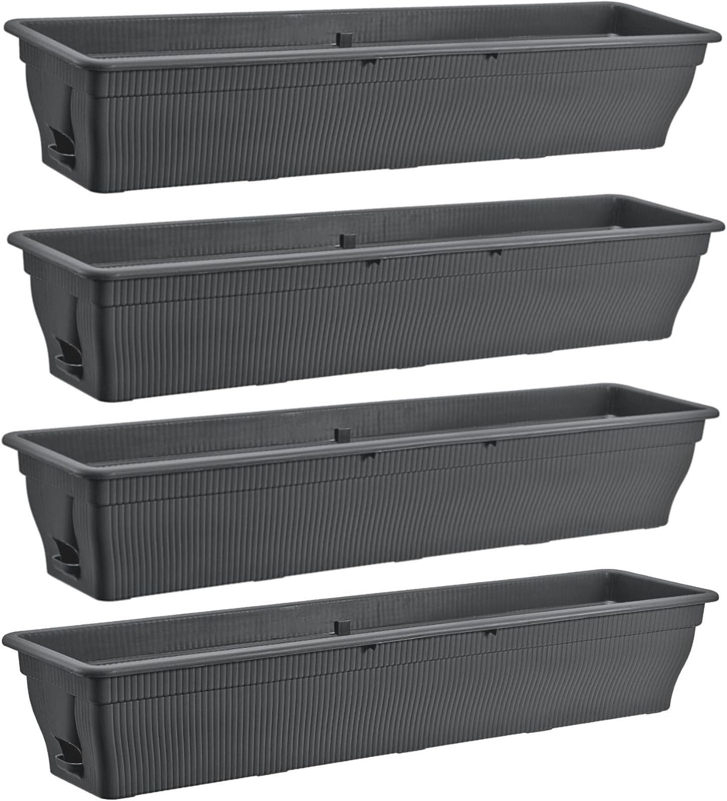 BURI Blumenkasten 4x Balkonkasten 100cm Wasserspeicher Pflanzkasten Entwässerung grau (4 St)