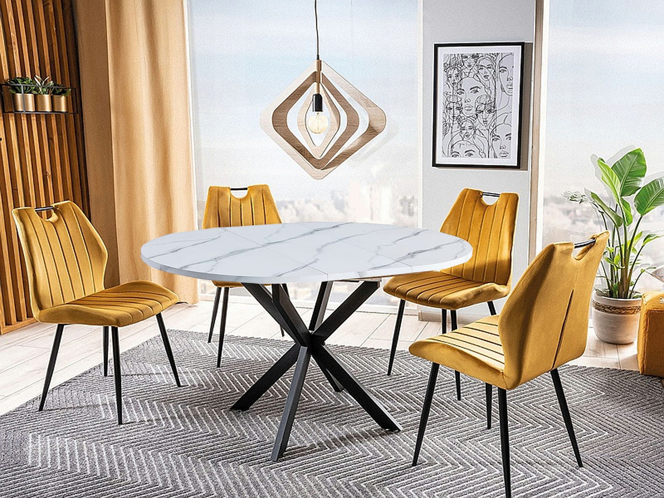 designimpex Esstisch Design Tisch rund GO-111 ausziehbar Esszimmer 100x100x75 cm