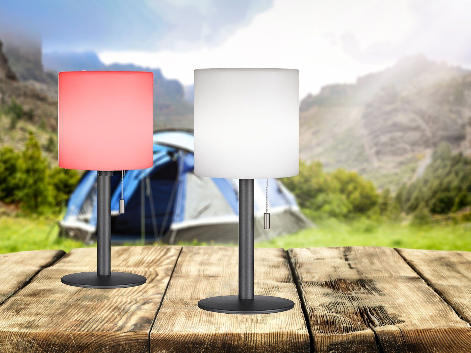 easy! BY FHL LED Außen-Tischleuchte, Farbwechsel, LED fest integriert, Warmweiß, RGB Farbwechsler, 2er SET Outdoor ohne Strom-Kabel, RGB Partybeleuchtung dimmbar H: 30cm