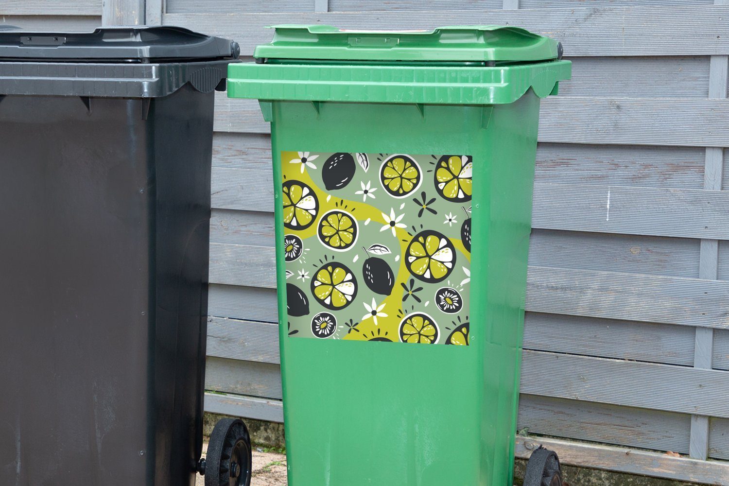Sommer Sticker, Abfalbehälter St), (1 - Container, Obst MuchoWow Blumen Wandsticker Mülltonne, Mülleimer-aufkleber, -