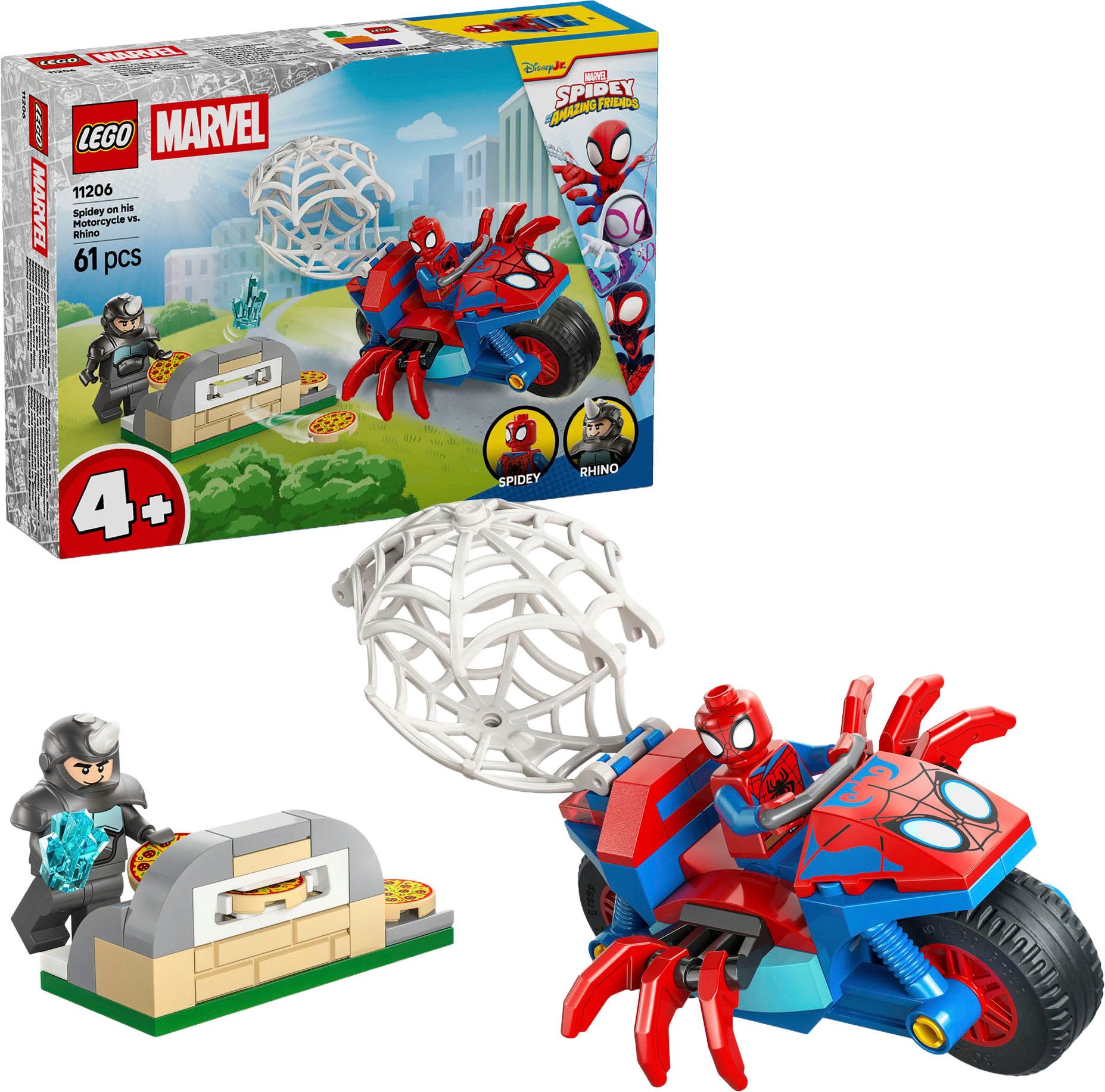 LEGO® Spidey auf Motorrad vs. Rhino (11206), LEGO Spidey Konstruktionsspielsteine, (61 St), Made in Europe