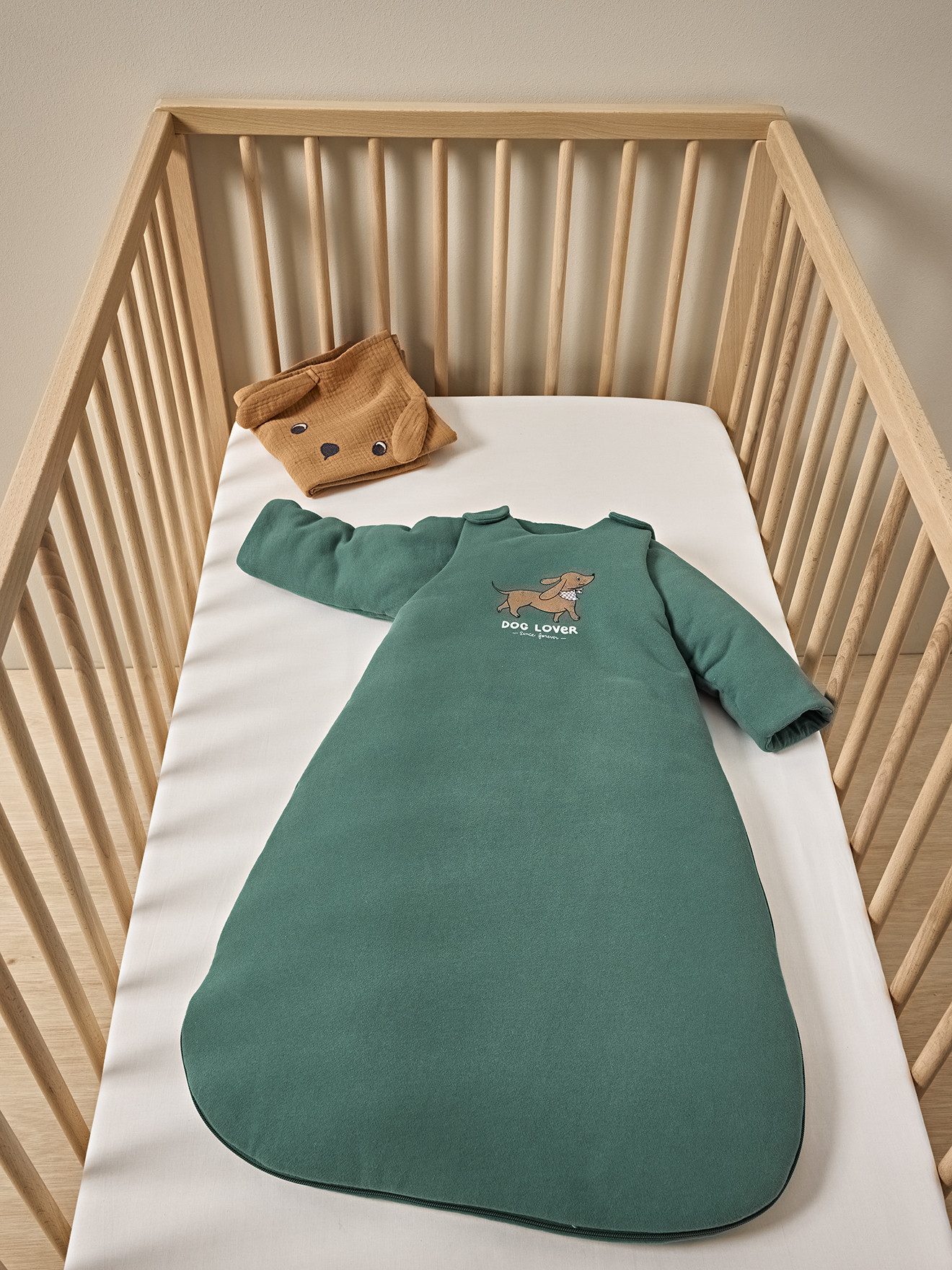 vertbaudet Babyschlafsack Baby Schlafsack DACKEL mit abnehmbaren Ärmeln, Winterschlafsack, 3 TOG