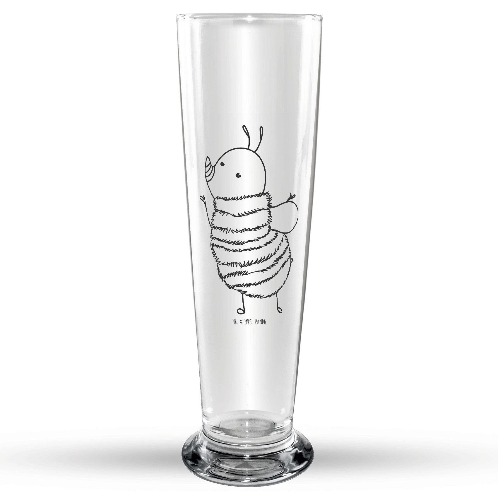 Mr. & Mrs. Panda Bierglas Hummel flauschig - Transparent - Geschenk, Blume, Bier Krug, lustige, Premium Glas, Hochwertige Gravur