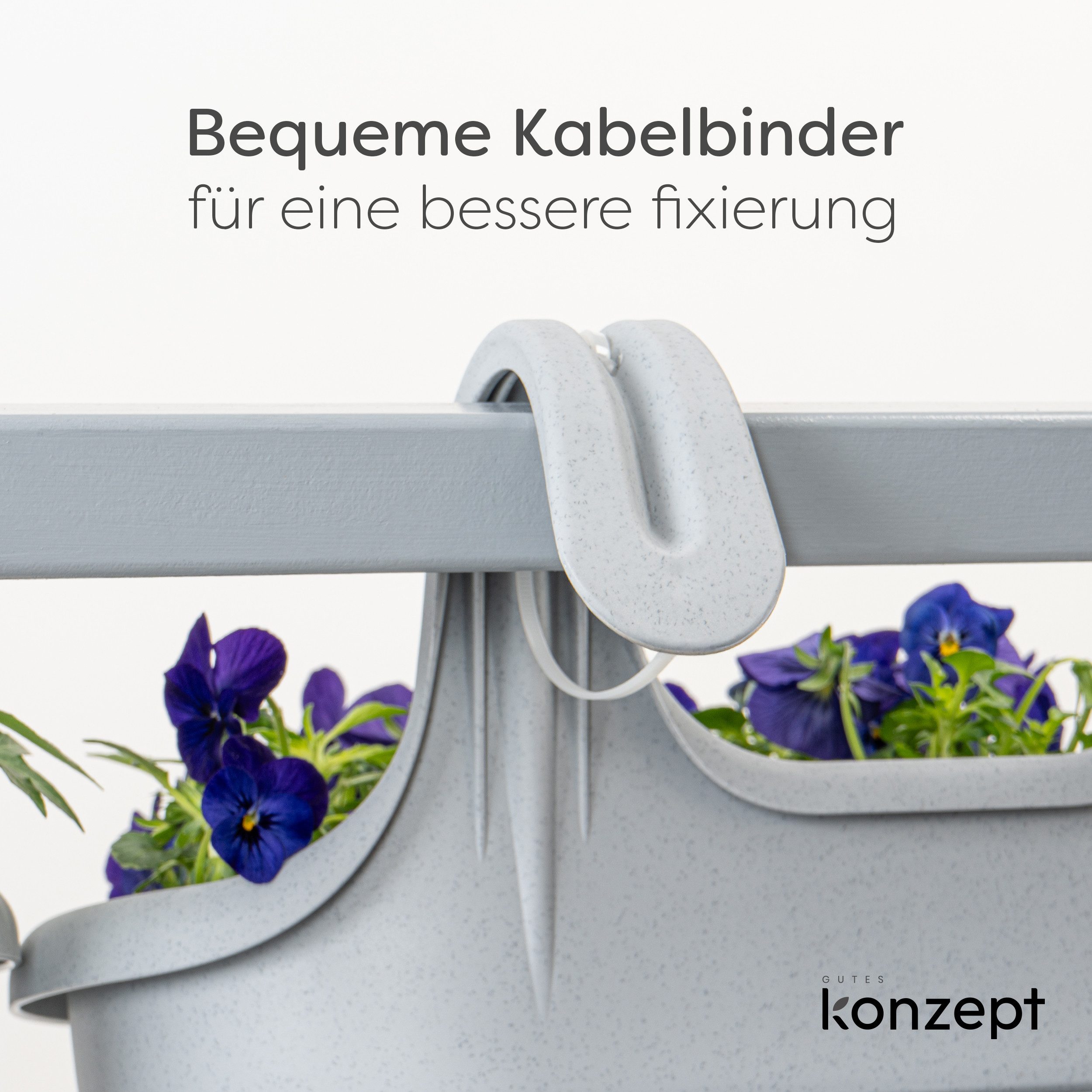 KONZEPT Balkonkasten Balkon Blumenkasten mit Halterung 6,2 L, Balkonkasten für Geländer, Blumenkasten aus wetterfestem Kunststoff – Bild 5 von 5