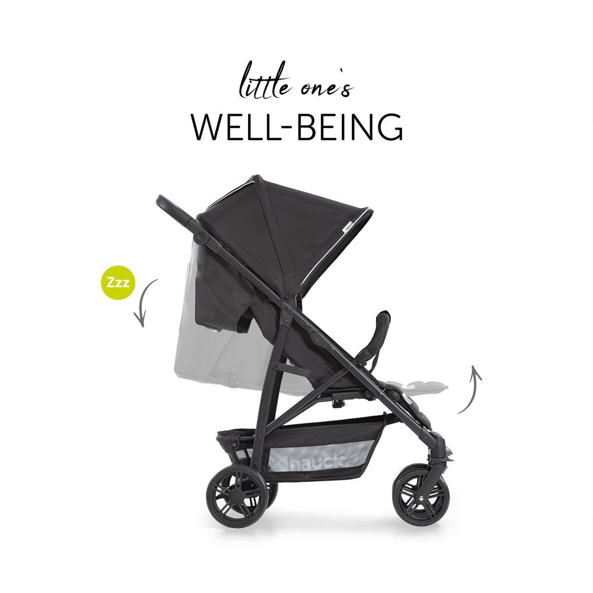 Hauck Sportbuggy Rapid 4 - Caviar Black, Sportwagen mit Liegefunktion Regenschutz, Insektenschutz & Lenkrad