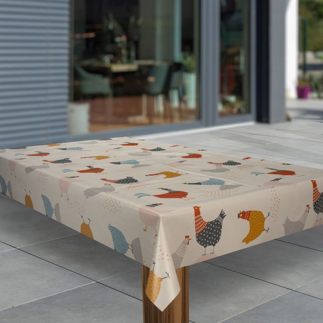 laro Tischdecke Wachstuch-Tischdecken Weihnachten Hühnerparty Bunt rechteckig