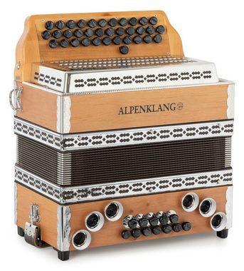 Alpenklang Knopfakkordeon Pro Learn 23 Harmonika G-C-F - 35 Knopftasten, X-Bass gekoppelt und 6 Helikon-Bässe