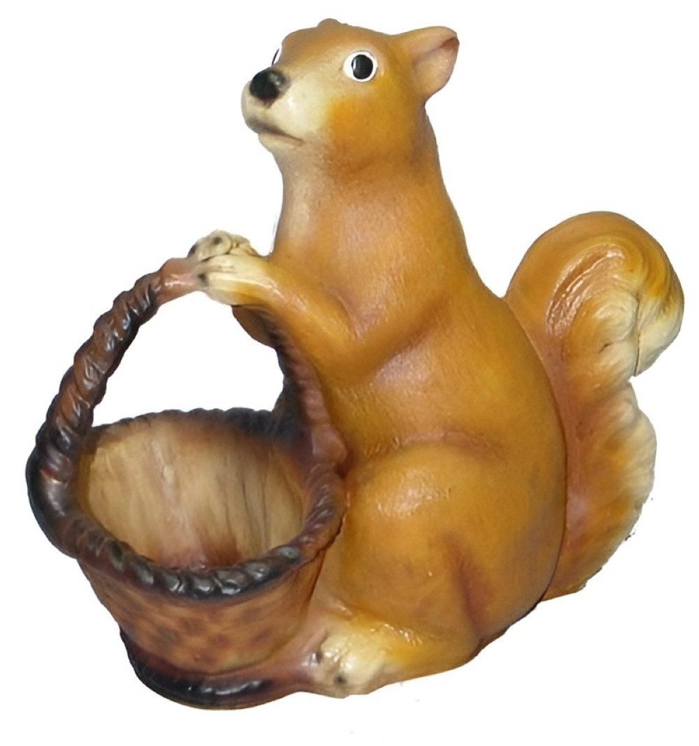 Xlmoebel Pflanzkübel Eichhörnchen-Pflanzkübel aus Kunststoff in Weiß mit Korbdeko (Pflanzkübel), Hergestellt in Europa