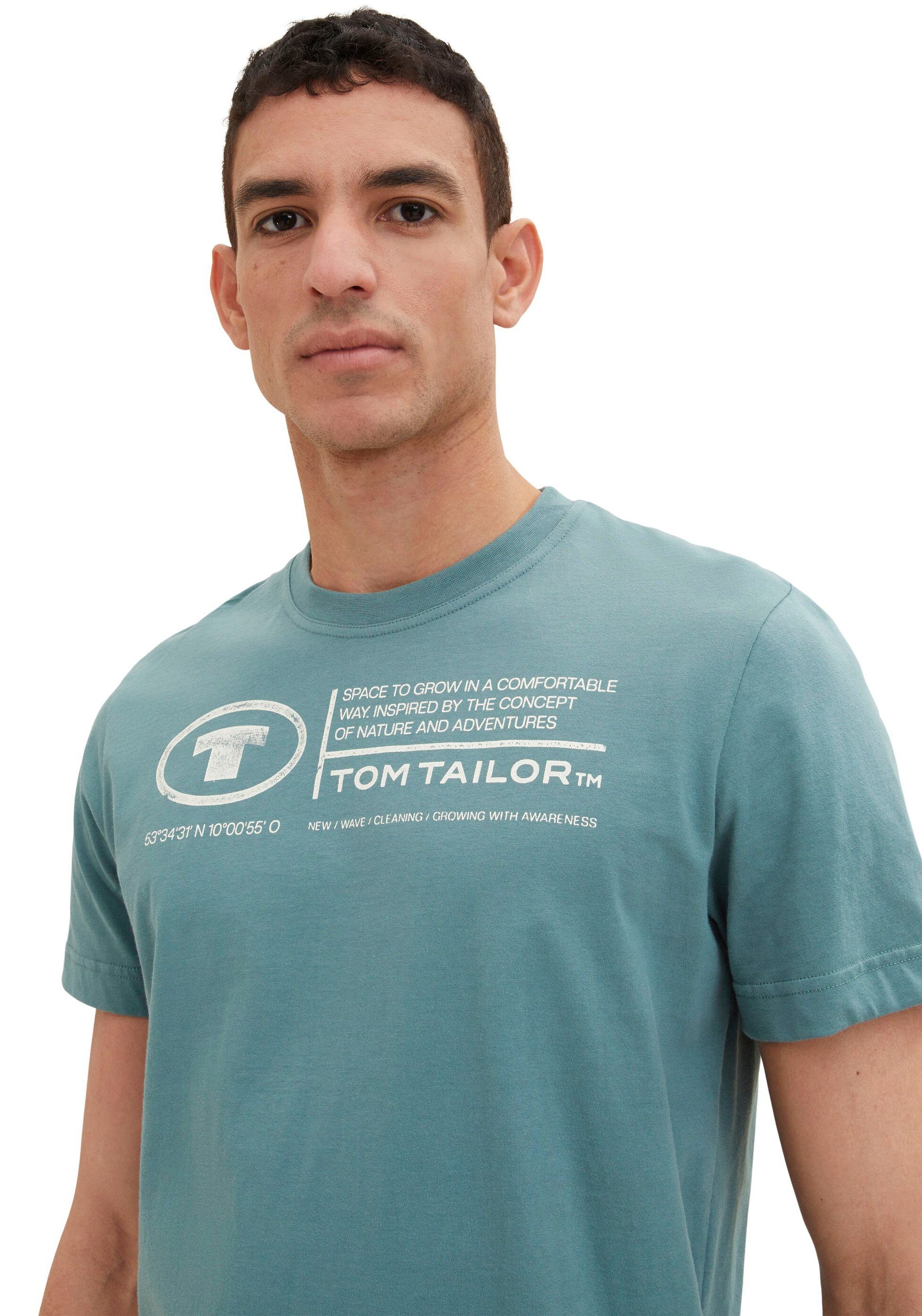TOM TAILOR Print-Shirt T-Shirt deep Tom Tailor Frontprint bluis Herren