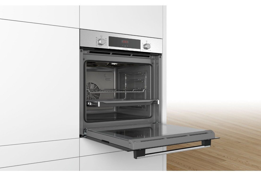 BOSCH Backofen-Set Autarkes Herdset Backofen Bosch 3D Heißluft + Glaskeramik Kochfeld 60, mit 1-fach-Teleskopauszug, LED-Anzeige, 3D-Luftzirkulation, Kindersicherung