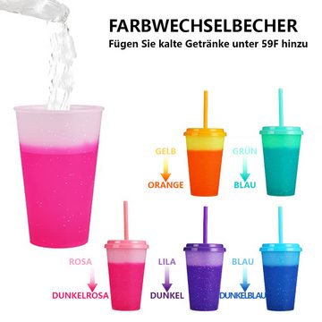 iceagle Becher Wiederverwendbare Trinkbecher, 5 Stücke 16F Farbewechsel Trinkbecher, 700ML