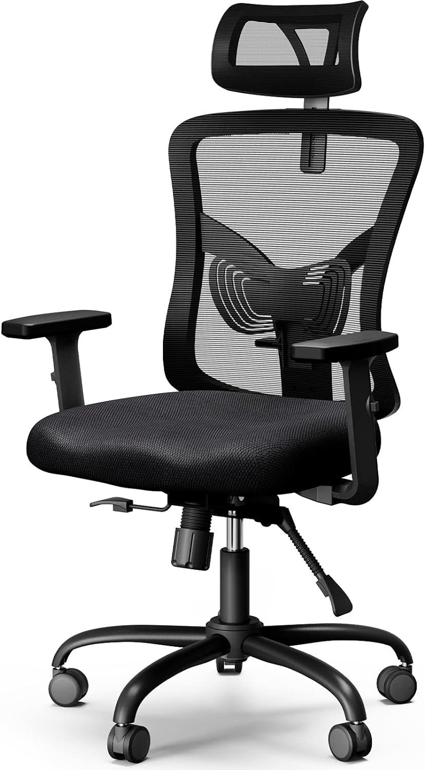NOBLEWELL Bürostuhl (Schreibtischstuhl, Metall, Schwarz), Bürostuhl ergonomisch,Optimaler Rücken Nackenhalt,Atmungsaktiv1133KG